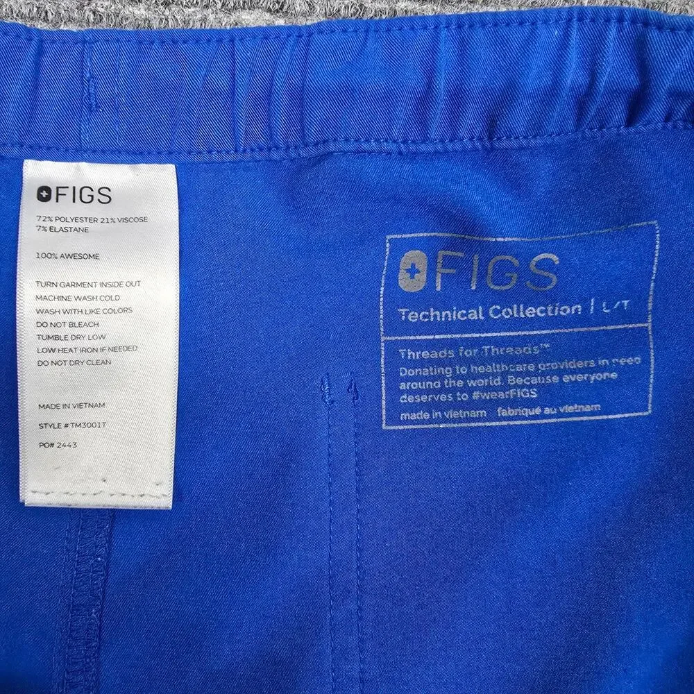 FIGS Cairo Scrub Pants Mens Large Tall Blue Cargo Drawstring Medical Uniform